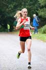 Louise Small (Aldershot Farnham and District) leads on the 3rd leg of the senior womens 4 stage relay at the ERRA Mens 6 and Womens 4 Stage Road Relays, Sutton Park, Birmingham Road Relays.